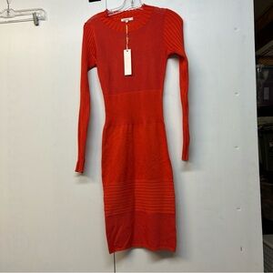 Chic Red Knit Midi Dress